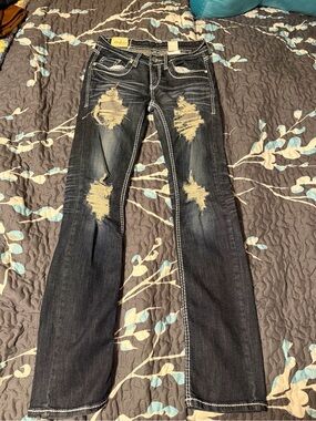 Machine Black Distressed Straight-Leg Jeans Bundle 3+  under $20 for 40 % off!